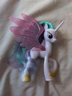 My Little Pony G4 Brushable Princess Celestia Tinsel Hair Glitter Y2K Figure Toy